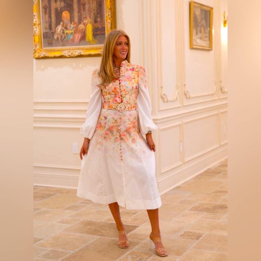 NWT These Three- Floral Belted Midi Dress